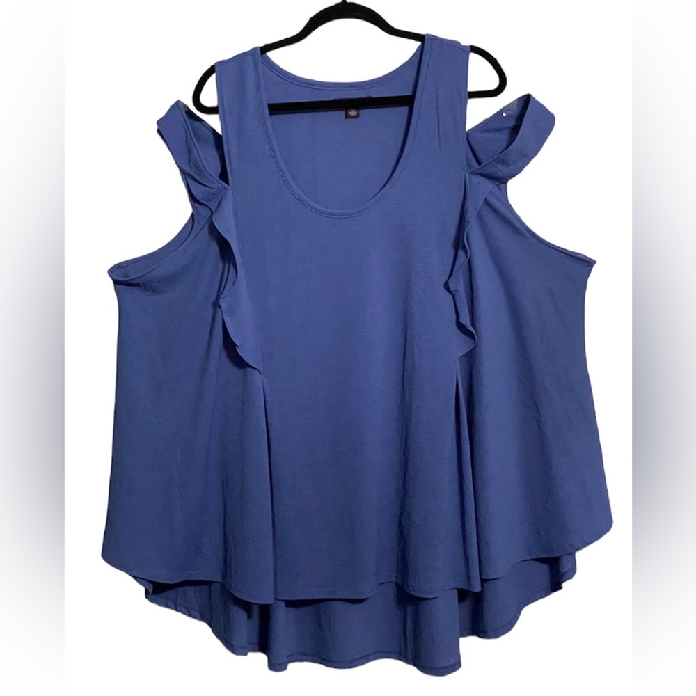 NWOT•Roamans Cornflower Blue Cold Shoulder tunic sz 30/32 3X